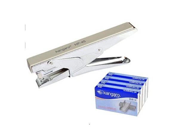 Kangaro HP-45 Desk Essentials All Metal Stapler| With 4 Packet of 24/6 Pins | Sturdy & Durable